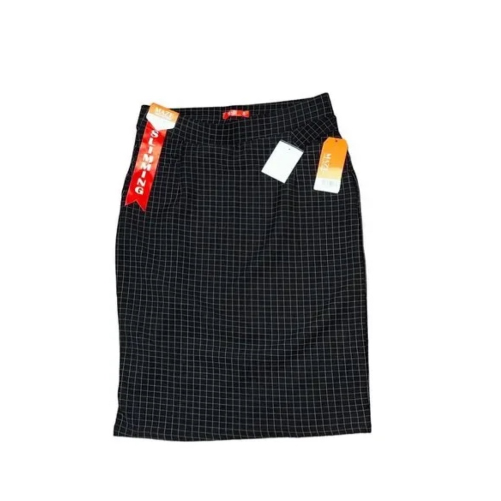 Maze collection| Black plaid| Stretchy pencil skirt